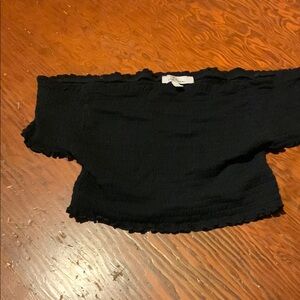 Love Tree Black Ruffled Crop Top